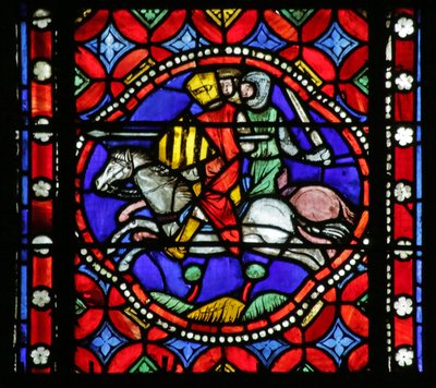 Window depicting From the life of Saint Bonnet: Pavia besieged by the Barons by French School